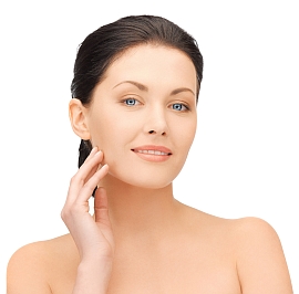 face and hands of beautiful woman